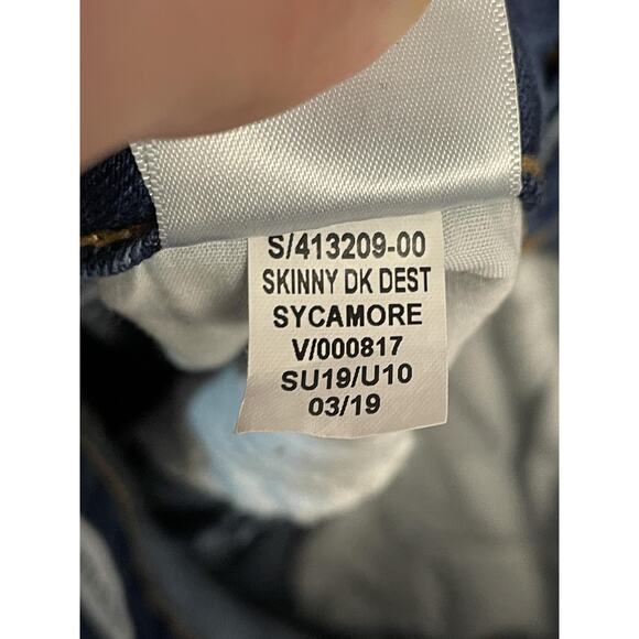 Old Navy Jeans Womens 2 Blue Pop Icon Skinny Dark Wash Distressed Stretch Denim - Picture 12 of 12